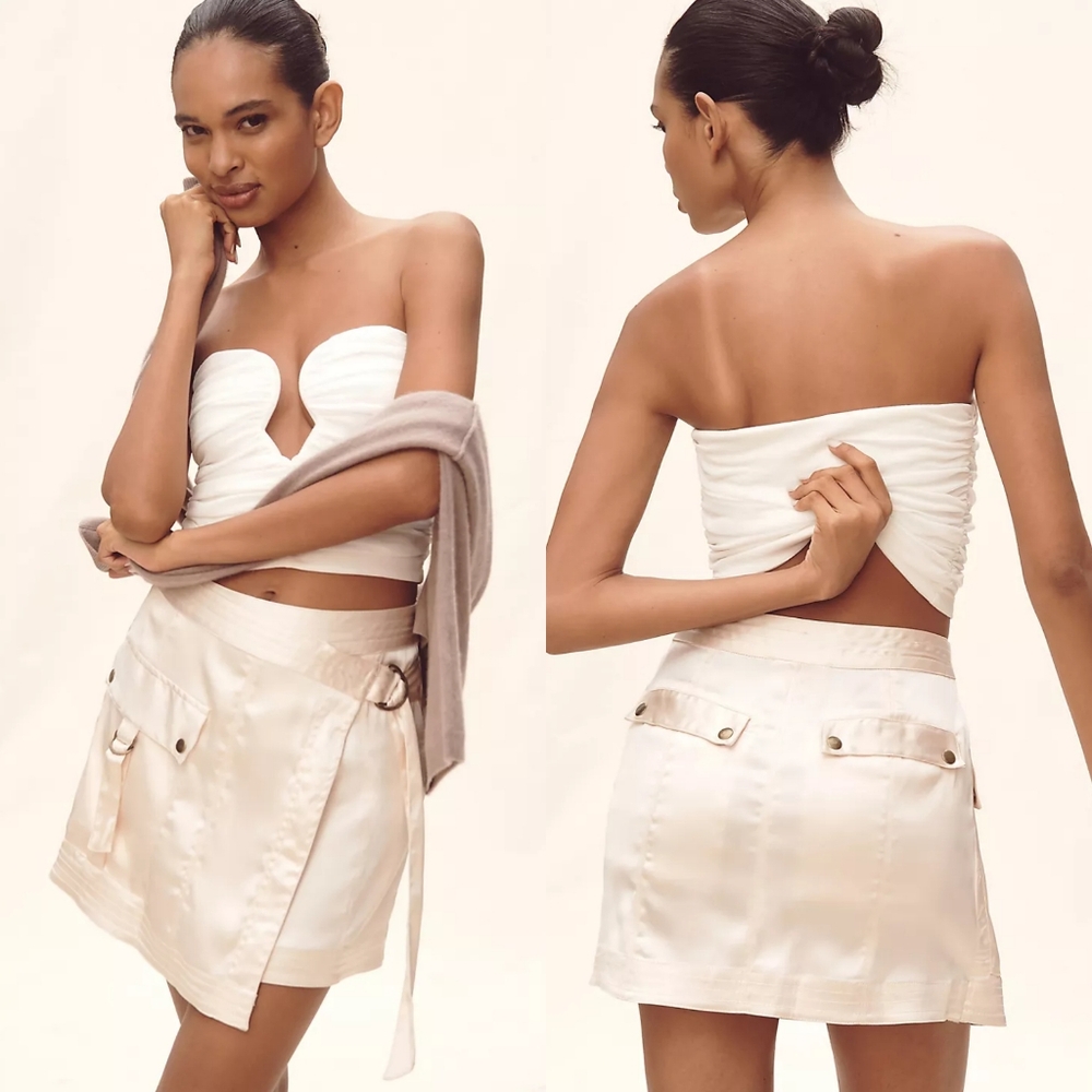 Anthropologie Silky Utility Mini Skirt
